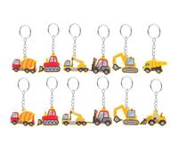 minkissy 12 Piezas Llaveros de Construcción Multifuncionales de PVC para Excavadora Bulldozer y Camión de de Fiesta de Ingeniería y para Cumpleaños Infantil