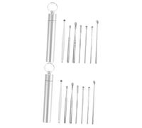 minkissy 14 Piezas 1 Juego Traje De Oreja Suministros De Eliminación De Cerumen Limpiadores De Cerumen Púas De Oreja Recogedor De Del Oído Cuchara Para La Oreja Aretes Acero Inoxidable
