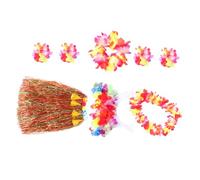 minkissy 1Juego Hawaiian Grass Hula Skirt Costume Set For Women Tropical Luau Party Decorations With Necklace Garland Bracelet Bikini Pieces Full Set