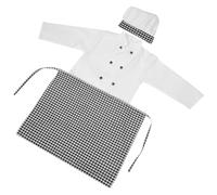 minkissy 1Juego Ropa de Chef Infantil con Delantal Cuadros y Gorro Disfraz de Cocina para Ropa de Cocinero Suave y Duradera para Rol y Horneado Talla