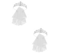 minkissy 2 Juegos Conjunto de plantillas de la dama de honor velo de novia para novia de princesa diadema para mujer tiaras de la novia nupcial aleación