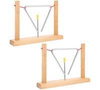 minkissy 2 Juegos Conjunto de Triángulos de Percusión Musical de Metal con Soportes de Madera y Golpeadores Instrumentos de Campana para Principiantes Sonido Claro y Resonante