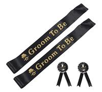 minkissy 2 Juegos Correas y Pechos De Hombros Del Novio Dama De Honor Accesorio Nupcial Despedida De Soltera Con Lentejuelas Boda Insignias Brillante Fiesta Orgullo Faja Negro Paño