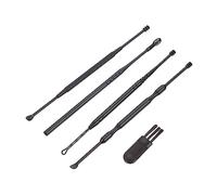 minkissy 2 Juegos Herramienta De Oído Orejera En Espiral Kit Removedor De Cera Del Oido Herramientas De Selección De Cera De Oído Limpiador De Oidos Kit De Limpieza Acero Inoxidable Black