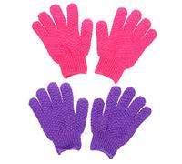 minkissy 2 Pares guantes de baño guantes de algodón guantes de algodón para guantes para exfoliating gloves manopla baño guantes de ducha guante de masaje de espalda poliéster Brown