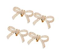 minkissy 2 Pares hebilla de zapato alto desmontable arco cristales pinzas para decorar zapatos pinzas para zapatos de novia clips de zapatos de cristal joyas para zapatos Diamante Golden
