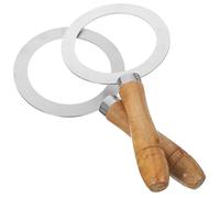 minkissy 2 Piezas Anilla de Acero Inoxidable Mango de Madera para Postres y Café, Resistente al Calor Óxido, Adecuado para Restaurantes y Tiendas de Té Leche