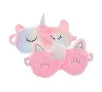 minkissy 2 Piezas Antifaz Para Dormir Niñas Felpa Noche Mujer Máscaras Máscara De La Cubierta De Los Ojos Unicornio Durmiendo La Siesta Edad De Adolescencia Cubrir
