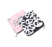 minkissy 2 Piezas Bolsas de Almacenamiento de Compresas Menstruales Neceser de Cartón para Maquillaje y Artículos Estampado Panda y Gato con Pajarita