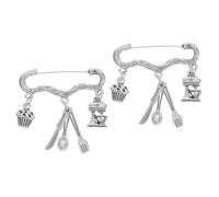 minkissy 2 Piezas Broche Para Hornear Suministros Para Hornear Alfiler De Pastel Fiesta Horneando Oro Pequeño Imperdible Para La Ropa Broche Para Chef Broche De Chef Plata Aleación De Zinc
