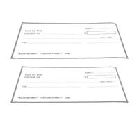 minkissy 2 Piezas Cheques Falsos Gigantes Impermeables Superficie de Borrado en Seco, Papel Recubierto Blanco, Reutilizables para Fiestas de Cumpleaños y Bodas