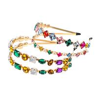 minkissy 2 Piezas Diadema de diamantes de imitación de Metal Horquilla banda para el cabello cosplay enjoyado tocados diademas de mujer tocado de niña diademas barrocas de pedrería aleación