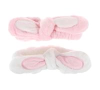 minkissy 2 piezas Diademas de Maquillaje con de Conejo Accesorios para Ducha y Spa para Aplicar Máscaras y Cuidado Facial y Transpirabilidad Color Blanco y Rosa