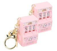 minkissy 2 Piezas Mini Juguetes de máquinas tragamonedas Creativo Ranura Novedad diminuto Retro para Lindo Llavero Linda Cadena de Llaves Keychain Divertido Metal Rosa