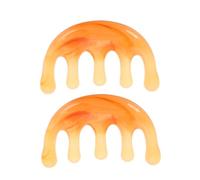 minkissy 2 Piezas Peine Meridiano Rascador De Pelo Rascador De Cabeza Masajistas De Cuero Cabelludo Manual Peine De Masaje Del Cuero Cabelludo Hecho a Mano Gua Sha Resina Coffee