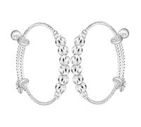 minkissy 2 piezas Pulsera Infantil Ajustable de Plata para Bebés y Brazalete con Campana para Niñas y Joyería Segura y Cómoda para Celebraciones Especiales