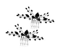 minkissy 2 Piezas Tiara De La Boda De La Novia Fiesta Cabello Accesorios Decorativos Para Boda Decoración Elegante Cosas De La Novia Peines Nupcial Aleación De Zinc Black