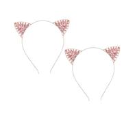 minkissy 2 Piezas venda accesorios de fiesta cintas para el pelo Chicas de diadema de joyas rojas accesorios de moda diademas deportivas tocado de orejas de gato Metal Rose Gold