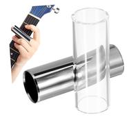minkissy 2 Slides De Guitarra De 70 Mm Cuello De Botella Medio, Uno De Cristal Transparente y Otro De Acero Inoxidable Plateado, Accesorios Para Guitarra Acústica y Eléctrica