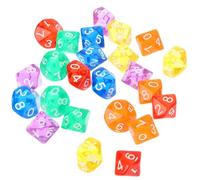 minkissy 24 Piezas Dados Poliédricos de Acrílico Set de Caras de Mesa y Enseñanza Matemática Colores Transparente Rojo Amarillo Azul Verde Naranja y Accesorio Educativo para Interacción