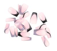 minkissy 24piezas Puntas De Uñas Francesas Negras Uñas Postizas Decorativas y Elegantes Para Mujer Para Diario y Fiestas