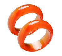 minkissy 2piezas Anillo De Ágata Roja Para Parejas Alianzas De Boda De Ágata Natural Joyería Vintage Elegante Para Hombre y Mujer