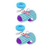 minkissy 2piezas Arnés para Animales con De Transpirable Chaleco para Hámster Conejo y Pequeñas Rayas Azules