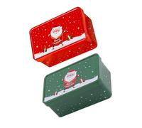 minkissy 2piezas Cajas de Dulces de Hojalata Navideñas Latas para Galletas de Obsequio Latas Metálicas Vacías para Dulces Navideños Rojas y Verdes para Fiestas de Navidad