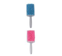 minkissy 2piezas Cepillo Secador Rápido De Microfibra Absorbente De Agua Para Cabello Húmedo Masajeador De Cabelludo Azul y Rosa
