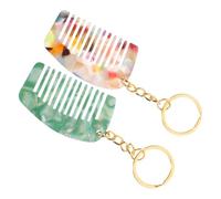 minkissy 2piezas Mini Peine De Dientes Anchos Con Llaveros Peine De Viaje Compacto Para Cabello Rizado y Húmedo Accesorio Práctico y Portátil