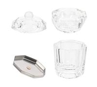 minkissy 2piezas Vasos de Cristal Transparentes con Tapa para Decoración de Uñas Suministros de Manicura para Mezclar Polvos de Uñas para Trabajo con Gel