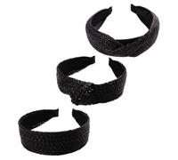 minkissy 3 Piezas diadema de pelo trenzado cabello diadema de moda women diadema de cosplay de boda accesorios hair topper tocado sencillo accesorio de tocado de mujer Bambú Black