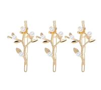 minkissy 3 Piezas Horquilla De Rama Nupcial Desenredador Chica Women Alfiler Oro Paseo Decoración Cabello Broche Neto Rosario Largo Pinzas De Pelo De Rama Tocado De Rama Aleación Golden