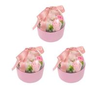 minkissy 3 Piezas Rosa de Jabón Artificial en Caja, Flor Duradera Rosa | Aroma Suave y Persistente, Estilo Elegante y Romántico, Decoración para Salón, Navidad, San Valentín y Madre