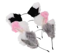 minkissy 3piezas Diadema Orejas De Gato Peludas Para Cosplay Fiesta De Halloween Accesorio De Disfraz Para Mujer y Niña
