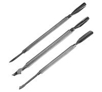 minkissy 3piezas Exfoliante De Acero Inoxidable Empujador De Cutículas Herramientas De Manicura Para Limpiar Esmalte De Uñas Color Plata Removedor De Cutículas y Pulidor De Uñas Para