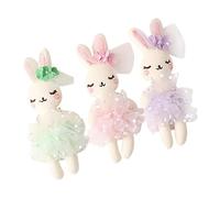 minkissy 3Piezas Muñeco de Conejo de Peluche Decoración Artesanal para Tocados Accesorio de Bricolaje Suave y Duradero para Manualidades DIY Colores Pastel