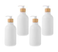 minkissy 4 Botellas Bomba Vacía Rellenables Dispensadoras De Champú y Gel De Ducha 300ml Pet Plástico Mate Anillo 4unid.