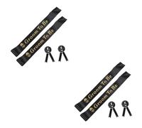 minkissy 4 Juegos Correas y pechos de hombros del novio Accesorio nupcial brillante boda dama de honor decoración de despedida de soltera marco de compromiso faja de novio Paño Negro
