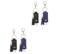 minkissy 4 Juegos de champú, Protector de Manos, rellenable, contenedor de loción Esencial, Soporte para Botellas de Polvo de Viaje, Clips de artículos de tocador, Anillo, Perfume, Cuero, Borla,
