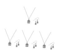minkissy 4 Juegos Set De Aretes De Collar De Cabeza De Buda Colgantes Joyero Pendientes Bisuteria Mujer Collares Mujer Las Mujeres Cuelgan Pendientes Collar De Niñas Plata Aleación De Zinc