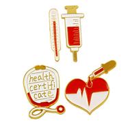 minkissy 4 Piezas accesorios de insignia de enfermera broches para esmalte alfiler broche médico accesorios de enfermería pin de temática médica broche del doctor aleación