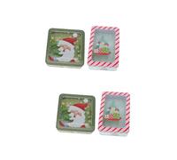 minkissy 4 Piezas Caja De Lata Navideña Dulces Caja De Galletas De Hojalata Latas De Árboles De Navidad Delicados Estuches De Hojalata Navideña Cuadrada Planchar Rojo
