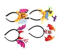 minkissy 4 Piezas Diadema Fluorescente Halloween con Calabaza y Murciélago Accesorio Ligero de No Tejida Banda Luminiscente para Fiesta Familiar y Disfraz Adulto