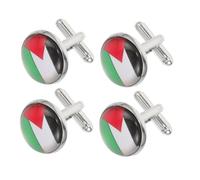 minkissy 4 Piezas Gemelos palestinos orgullo para los hombres casarse brazalete Presente de boda joyería de la bandera palestina gemelos de bandera Aleación de zinc