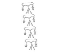 minkissy 4 Piezas pines de cumpleaños para mujeres oro pequeño fiesta broches alfiler de pastel broche para chef broche para hornear para mujer Aleación de zinc Silver