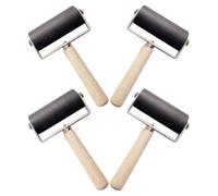 minkissy 4 Piezas Rodillo de Tinta de Impresión 6cm Mango de Madera Negro | Aplicación Uniforme de Tinta y Pintura, Fácil Limpieza, Ligero y Portátil, para Manualidades y Estampación