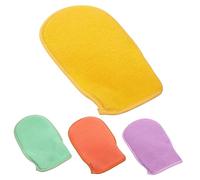 minkissy 4 Piezas Toalla De Baño De Doble Cara y Guantes De 4 Piezas Estilo Sin Dedos Depurador De Pies De Guantes Exfoliantes Para La Piel Lavado De Pies Mano