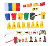 minkissy 40 Piezas de Tráfico Mini de Calle Plásticas Conos de Tráfico y Basurero Juguete Educativo para Niñas Aprendizaje sobre Seguridad Vial