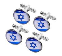 minkissy 4piezas Gemelos Bandera De Israel Para Hombre Accesorios De Vestir Para Eventos Ceremoniales y Diario Camisas De Hombre